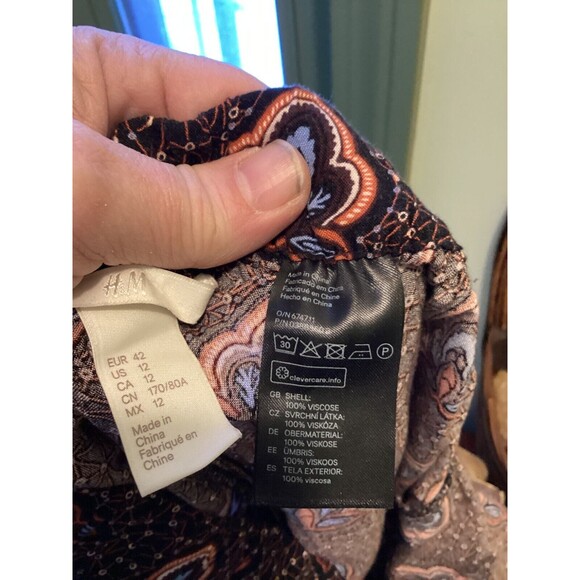 H & M Women's Multicolor Printed Elastic Waist Bohemian Pull On Pants Size 12 - Picture 7 of 7